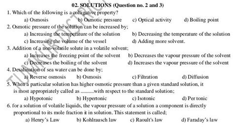 Addition Of A Non Volatile Solute In A Volatile Solvent Filo