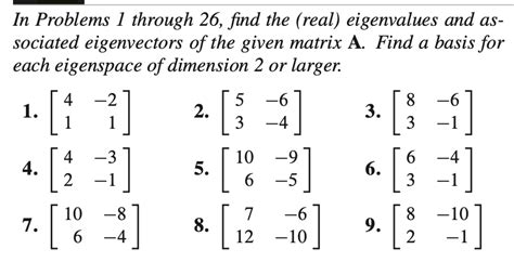 Solved In Problems Through Find The Real Eigenvalues Chegg