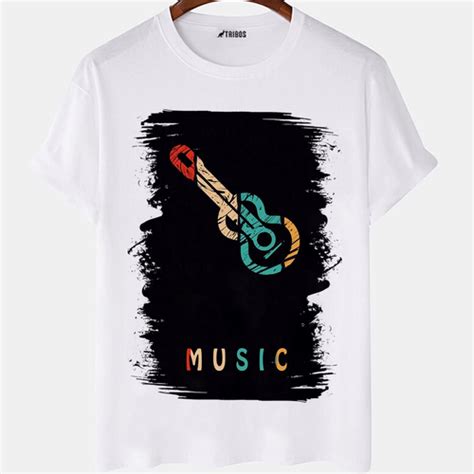 Camiseta Masculina Musica Viol O Desenho Music Arte Camisa Blusa Branca