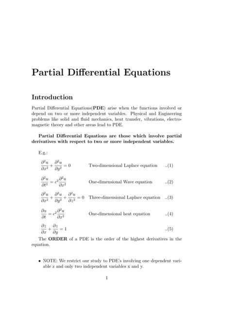 Partial Differential Equation - Notes | PDF