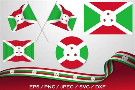 Set Of Burundi Flags In Different Design Graphic By Terrabismail