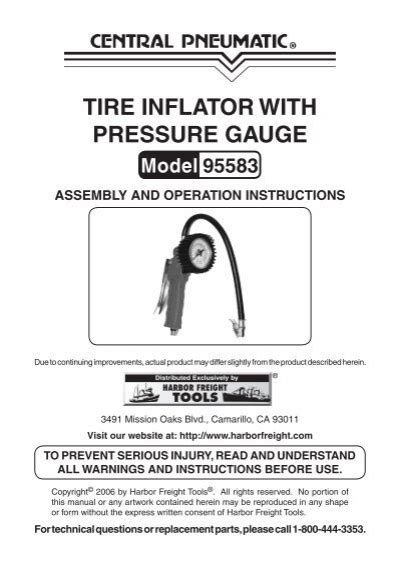 Tire Inflator With Pressure Gauge Harbor Freight Tools