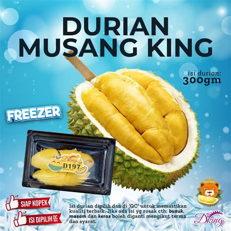 Durian MusangKingAAA 300gram FREEZER Dking Melaka