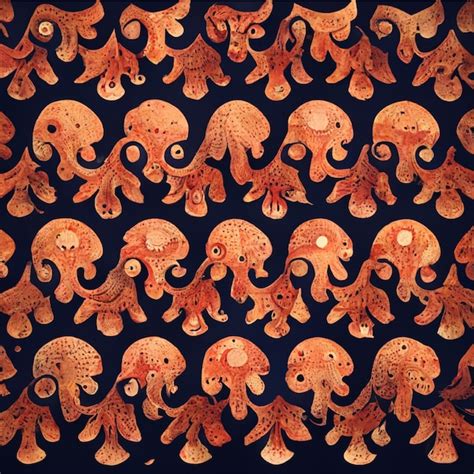 Premium Ai Image Beautiful Octopus Pattern Red Color