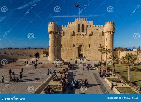 Alexandria Egypt February 2 2019 People Visit Citadel Of Qaitbay