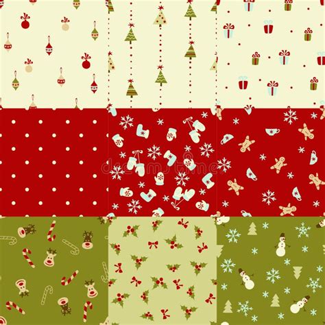 Christmas Seamless Patterns Stock Vector Illustration Of Holiday