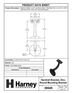 Handrail Bracket Matte Black Harney Hardware