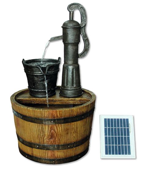 Solar Barrel With Pump Garden Water Features Depot