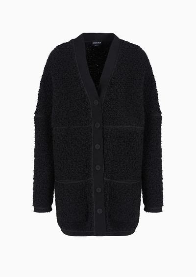 Long bouclé effect wool jersey cardigan GIORGIO ARMANI Woman