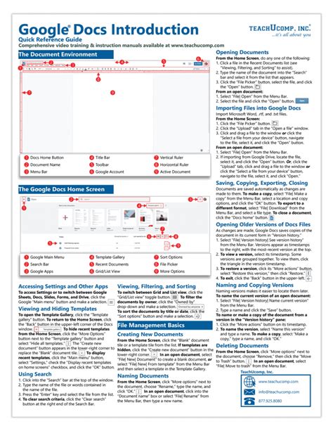 Buy Google Docs Quick Reference Cards TeachUcomp Inc