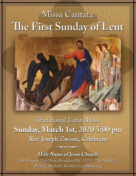 Brooklyn Latin Mass Traditional Latin Mass For The First Sunday Of Lent Missa Cantata March