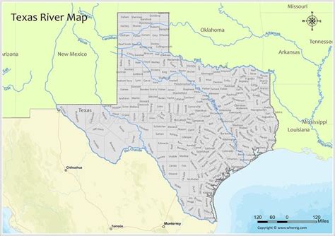 Texas River Map - Check list of Rivers, Lakes and Water Resources of ...