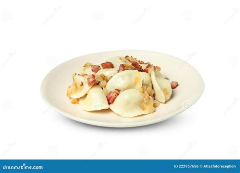 Plate of Vareniki or Pierogi Isolated on White Background Stock Photo ...