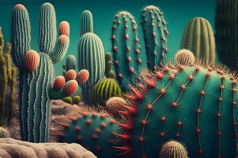 Desert With Cacti Landscape Of The Wild West Stock Image Image Of