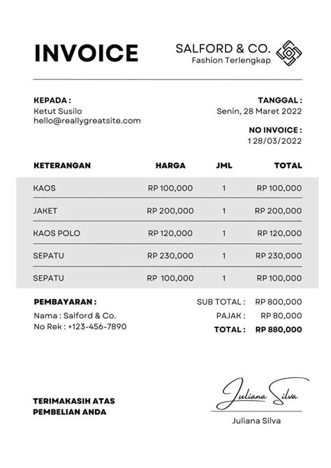 Contoh Invoice Dan Proforma Invoice Invoice Template Ideas Images