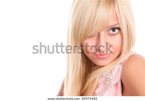 Cute Blonde Posing On White Background Stock Photo 84974482 Shutterstock