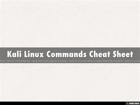 Kali Linux Commands Cheat Sheet