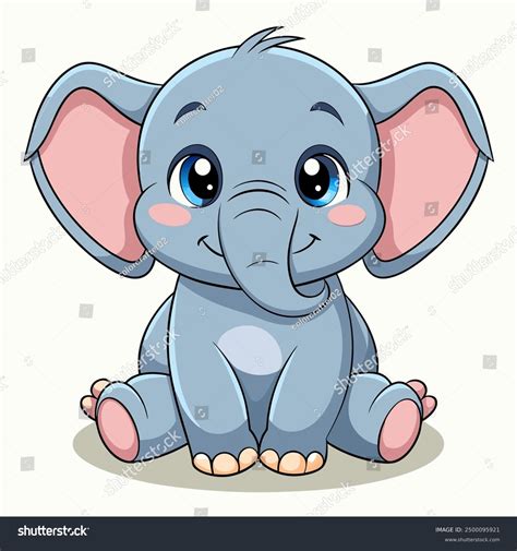 Cartoon Cute Baby Elephant Sitting Stock Vector (Royalty Free ...