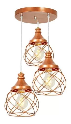 Lustre Pendente Triplo Esfera Aramado Cobre Cm Mercadolivre