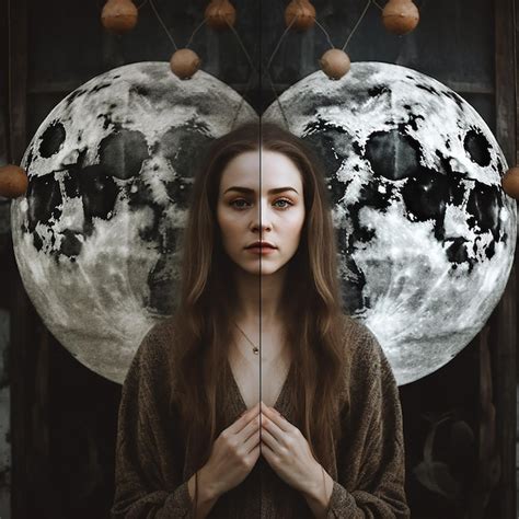 Premium Photo A Woman Is Standing In Front Of A Moon And The Moon Is