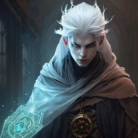 Young Shadow Mage Male White Hair Shrouded Face D