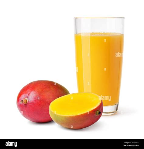 Glass Of Mango Juice Isolated On A White Background Stock Photo Alamy