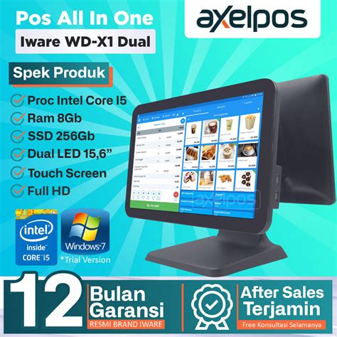 Jual Mesin Kasir Pc Pos All In One Touchscreen Iware Wd X1 Dual Monitor