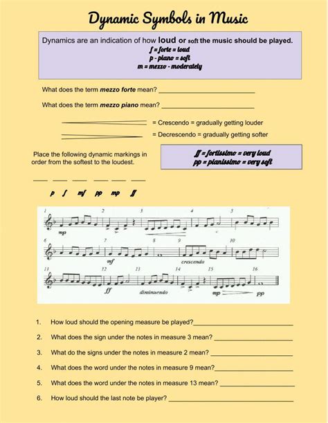 Dynamics in Music Worksheet online exercise for | Live Worksheets