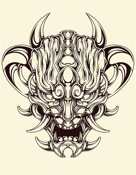 vector oni mask tattoo tribal 18857487 Vector Art at Vecteezy