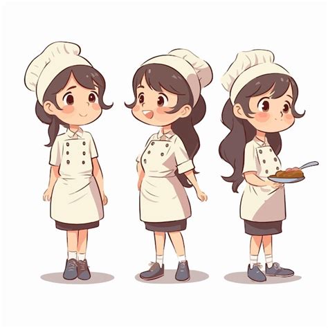 Premium Vector Cartoon Of A Girl In Chef Outfit Vector Illustration