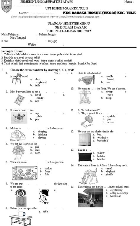 Contoh Soal Uts Bahasa Indonesia Kelas 6 Semester 1 Soal Ulangan Bahasa Semester Kop Aksara