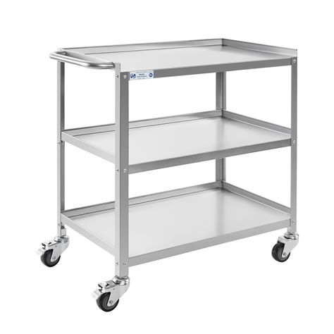 Hally Stainless Steel Utility Cart 3 Tier Nsf Commercial Heavy Duty Metal Mobile Food Rolling