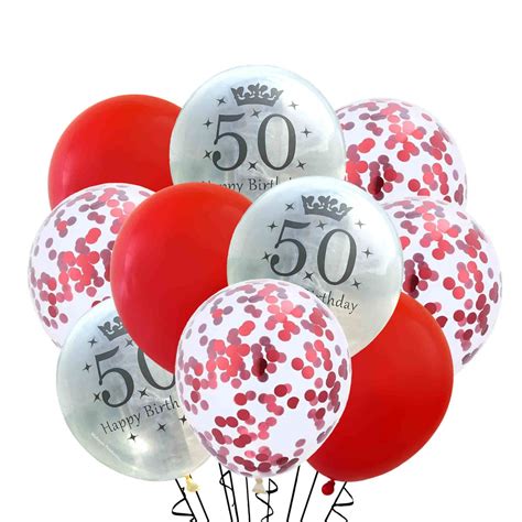 50th Happy Birthday Balloons 12 Red 50th Balloons 50th - Etsy