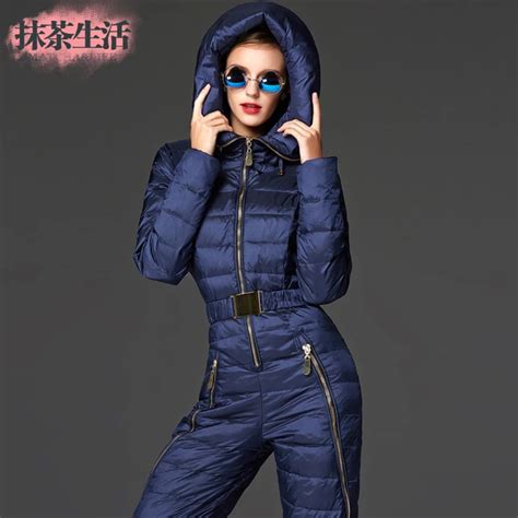 Winter Women Ski Suits Lady Snow Wear Womens Down Coats Slim One Piece