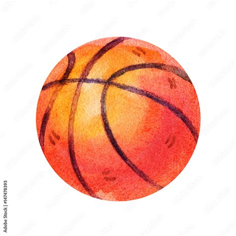 Cute Watercolor colorful basketball Illustrations isolated on white background. Hand drawn ...