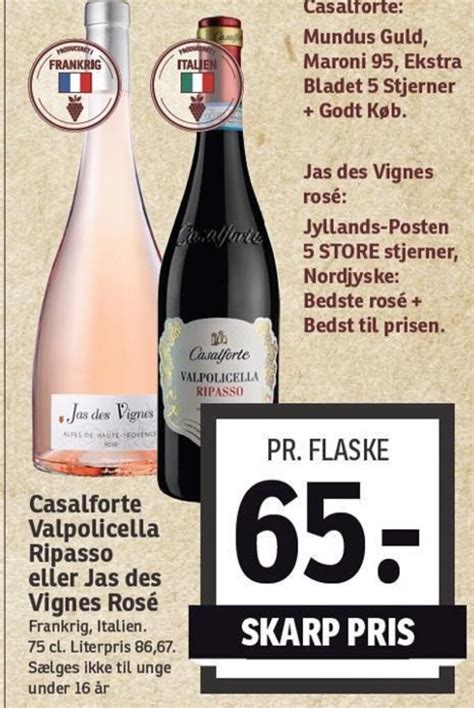 Casalforte Valpolicella Ripasso eller Jas des Vignes Rosé tilbud hos SPAR