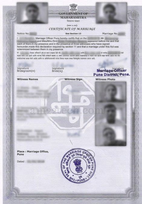 Indian Court Marriage Certificate Format