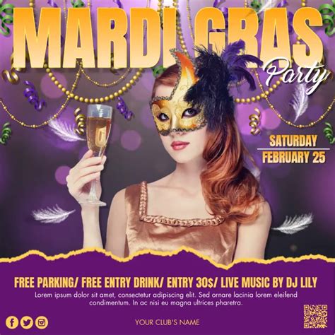 Mardi Gras Party Template Postermywall