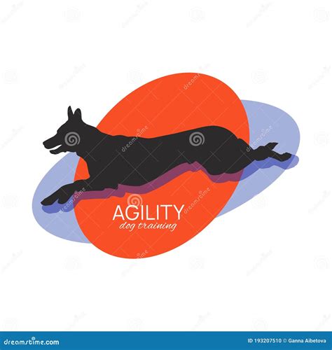 Flat Vector Silhouette Of Jumping Dog For Agility Club Logo Design