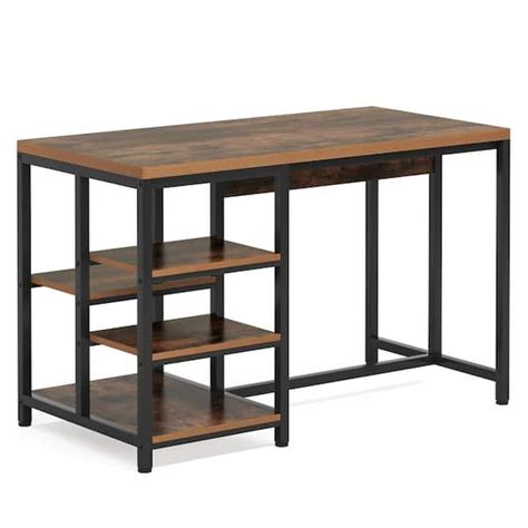 BYBLIGHT Bryauna Brown Kitchen Island With Storage Industrial Small