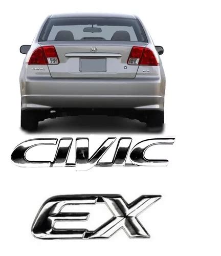 Kit Emblema Honda Nome Civic Ex Cromado Pe As Parcelamento Sem Juros