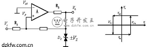 【详解】迟滞比较器电路图与传输特性