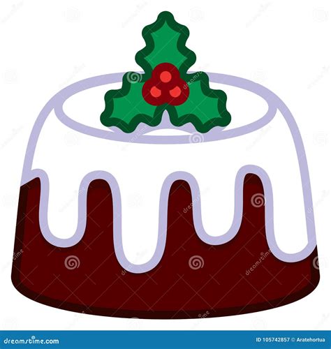 Cartoon Christmas Cake Isolated on White Background Stock Illustration ...