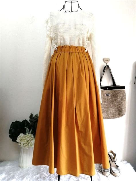 GU Uniqlo Yellow Mustard Long Skirt Women S Fashion Bottoms Skirts