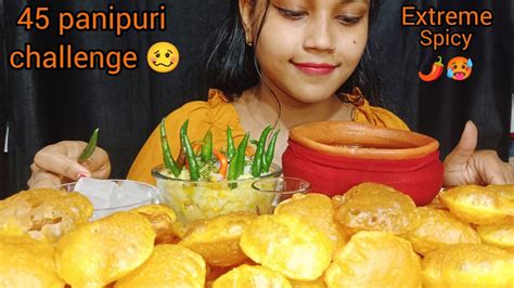 Asmr Eating 45 Panipuri Challenge 🌶️🥵 Golgappe Challenge Eating