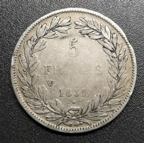 5 Francs Louis Philippe I Type Tiolier Avec Le I Tranche En Creux 1831