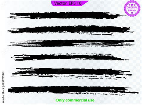 Black Ink Line Grunge Brush Strokes Ink Paint Set Eps Clip Art