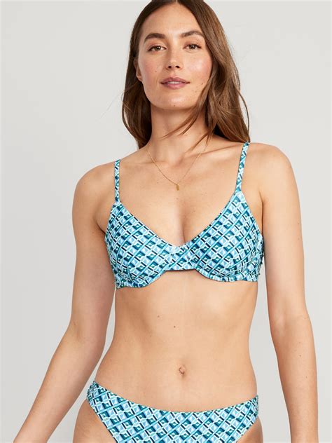 Old Navy Matching Print Underwire Bikini Swim Top Blue