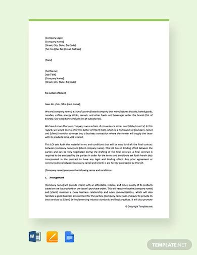 Business Letter Of Intent 13 Examples Format Word How To Create PDF