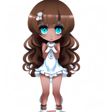 Anime Chibi Girl With Brown Hair And Blue Eyes